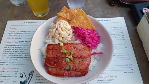 Local Asheville delicacy, Spam Poke Bowl!